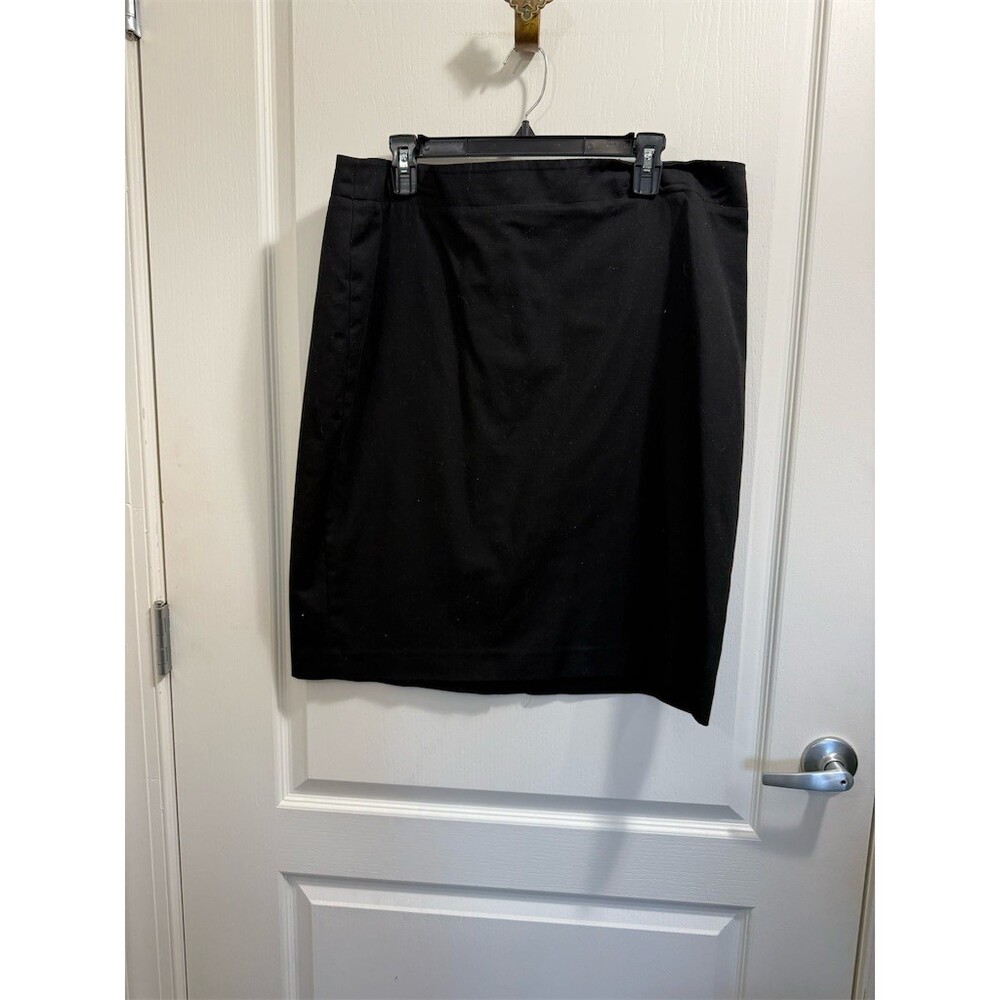 Rafaella Skirt Womens 16W Black Solid Pencil Straight Knee Length Back Zip